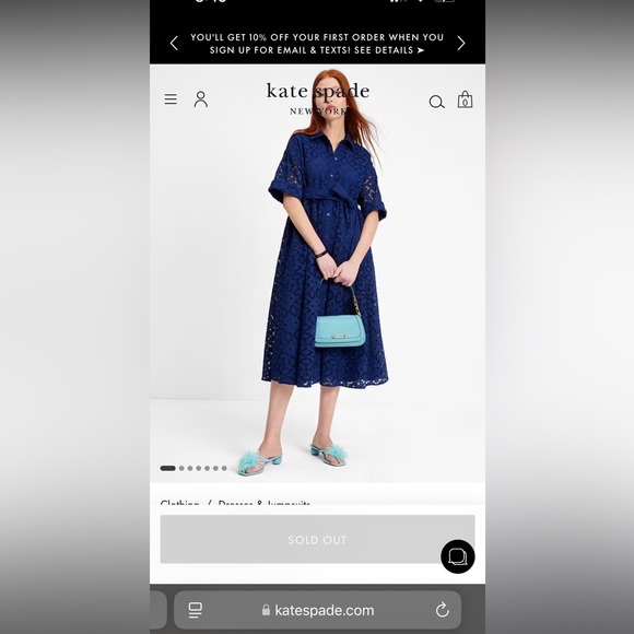 Kate Spade Blue Lace Montauk Midi Dress Medium Embroidered Cutwork French Navy - Picture 12 of 12